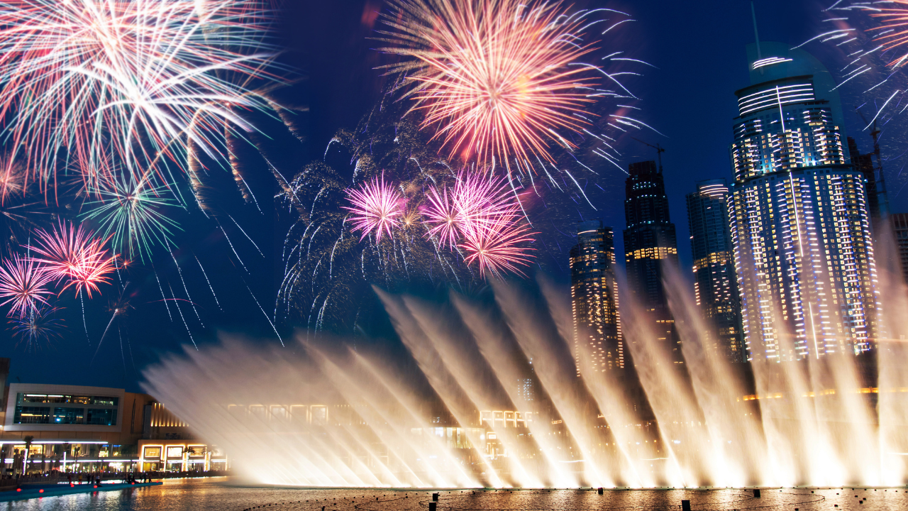 Fireworks at Dubai Mall, representing Dubai's incredible success story